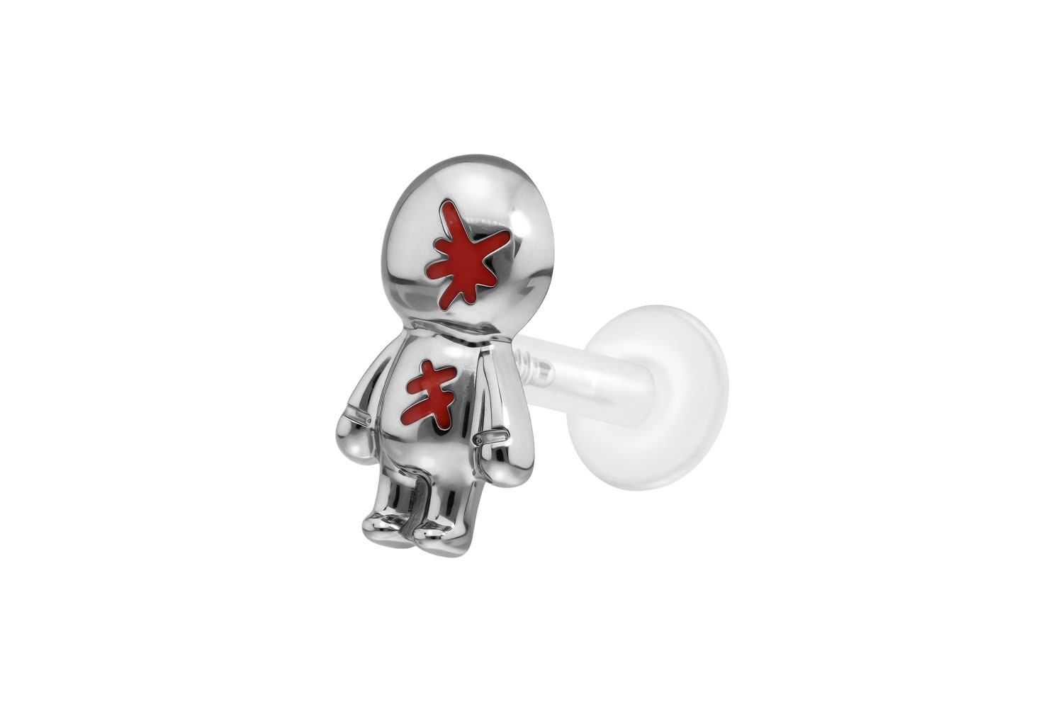 PTFE Labret Piercing mit Innengewinde + Titan-Aufsatz PUPPE